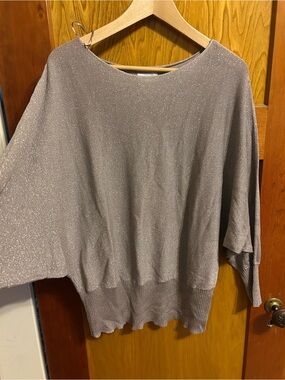 Metallic Taupe Boatneck Women's Sweater